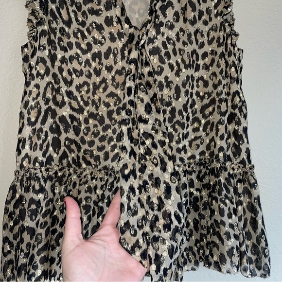 Kate Spade Leopard Clip Dot Print Silk Blouse Sz S - Picture 6 of 11